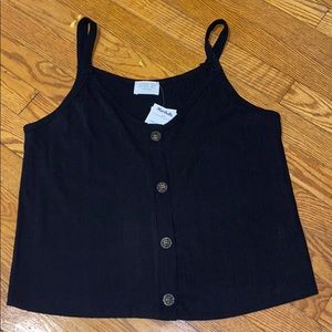 Black button up tank top
